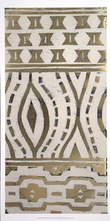 Framed Tribal Pattern in Cream II - Metallic Foil Print