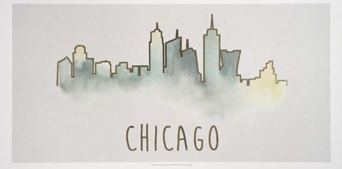 Framed Goldleaf City Silhouette II - Metallic Foil Print