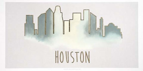 Framed Goldleaf City Silhouette III - Metallic Foil Print