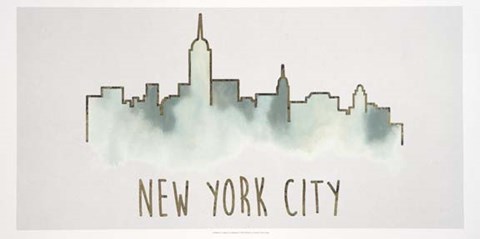 Framed Goldleaf City Silhouette V - Metallic Foil Print