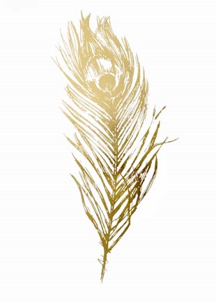 Framed Gold Foil Feather II - Metallic Foil Print