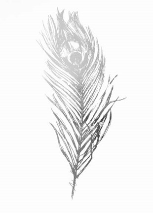 Framed Silver Foil Feather II - Metallic Foil Print