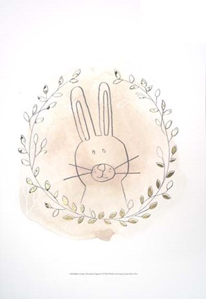 Framed Golden Woodland Vignette I - Metallic Foil Print