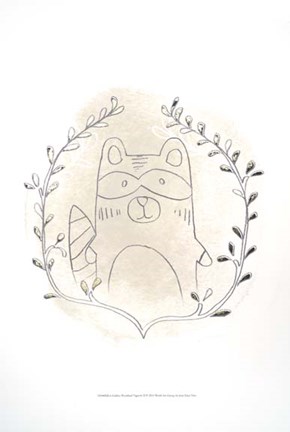 Framed Golden Woodland Vignette II - Metallic Foil Print