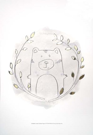 Framed Golden Woodland Vignette IV - Metallic Foil Print