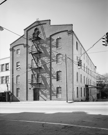 Framed GENERAL VIEW, MAIN ST. FACADE AT LEFT, THIRTEENTH ST. SIDE AT RIGHT - Bowman and Moore Leaf Tobacco Factory, Main and Thirteenth Print