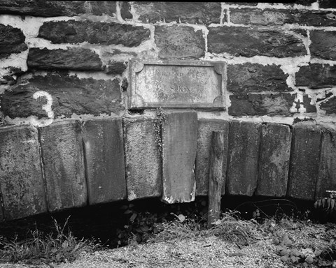 Framed HORIZONTAL VIEW SHOWING KEYSTONE OF ARCH AND INSCRIBED STONE ABOVE - James River and Kanawha Canal Bridge, Ninth Street between Print