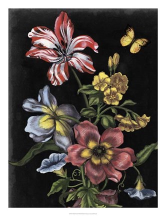 Framed Dark Floral I Print