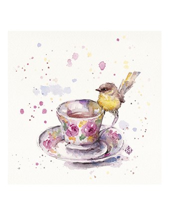 Framed Tea Time (Eastern Yellow Robin) Print