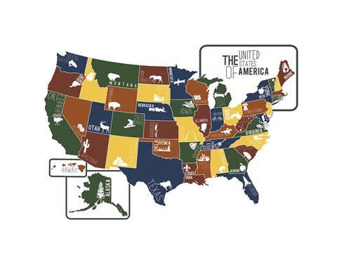 Framed USA Map Print