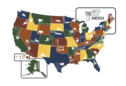 Framed USA Map Print