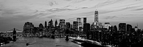 Framed Lower Manhattan at dusk Print