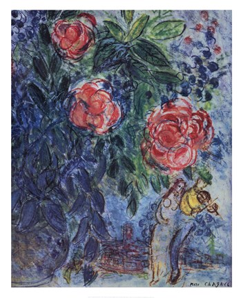 Framed Flowers and Lovers Print