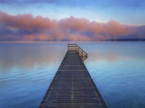 Framed Boat Ramp and Fog Bench, Bavaria, Germany Print