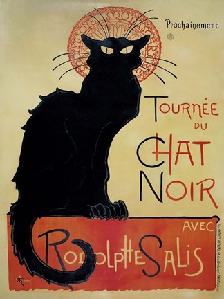 Framed Tournee Du Chat Noir (Yellow Background) Print