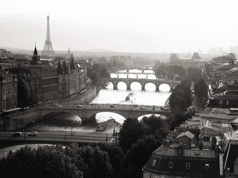 Framed Bridges over the Seine River, Paris 2 Print