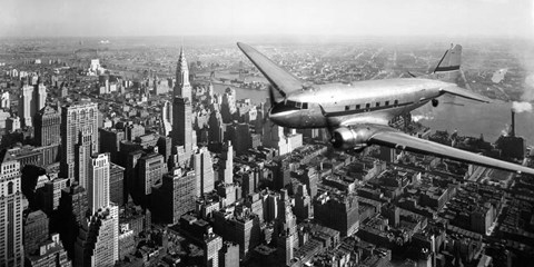 Framed DC-4 over Manhattan, NYC Print