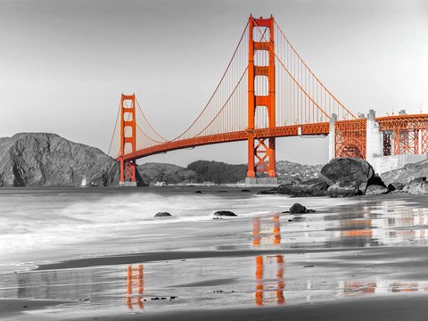 Framed Baker Beach and Golden Gate Bridge, San Francisco 1 Print