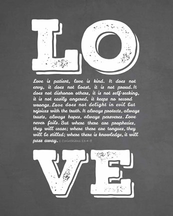 Framed Corinthians 13:4-8 Love is Patient - Chalkboard Print