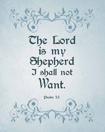 Framed Psalm 23 The Lord is My Shepherd - Blue Print
