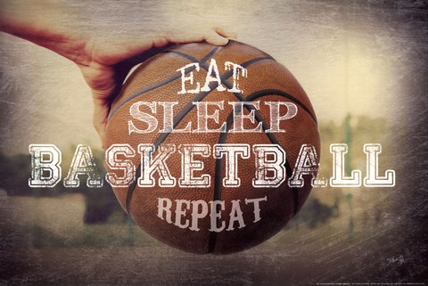 Framed Eat, Sleep, Basketball, Repeat Print