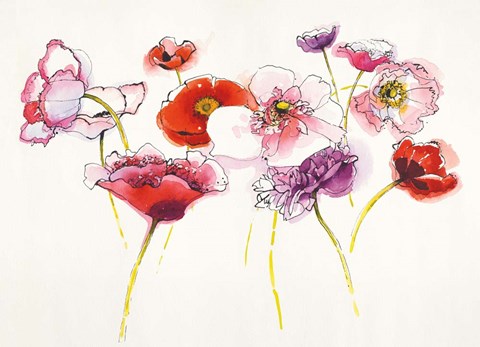 Framed Pink and Red Somniferums Print