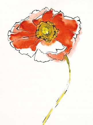 Framed Red Icelands I on White Print