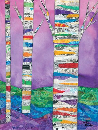 Framed Multicolored Birch Tree I Print