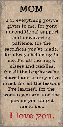 Framed Mom I Love You 4 Print