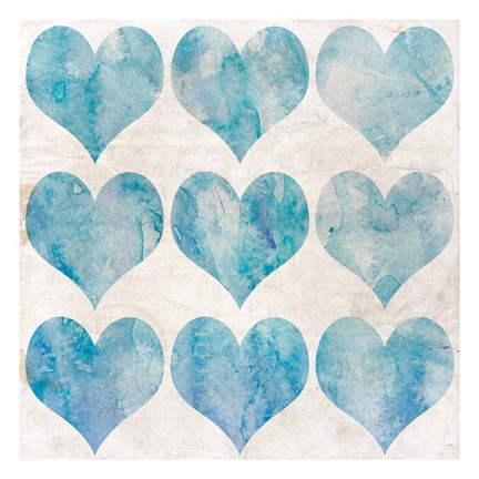 Framed Watercolor Hearts 1 Print