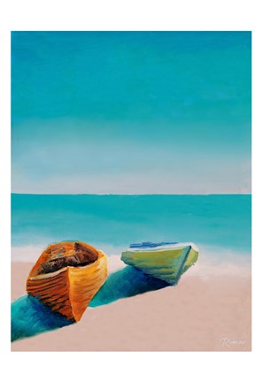 Framed Beach Boats Print