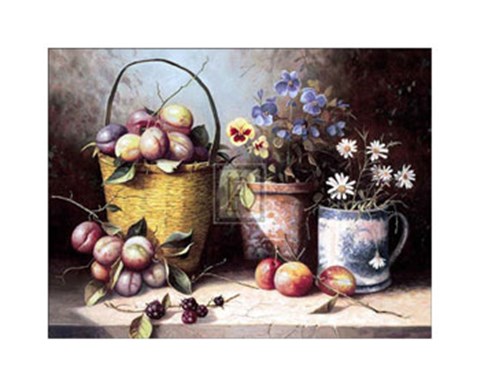 Framed Still Life with Plums Print