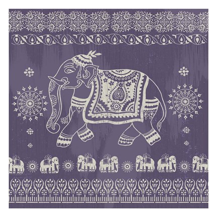Framed Boho Elephant Purple Print