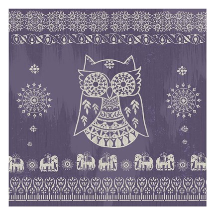 Framed Boho Owl Purple Print