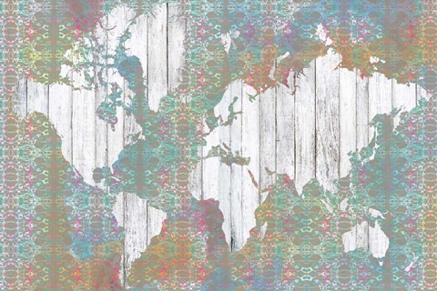 Framed Boho Map I Print