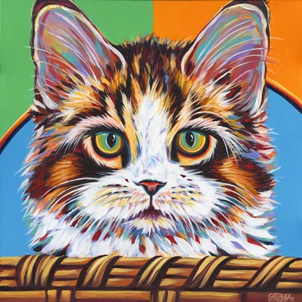 Framed Kitten in Basket II Print