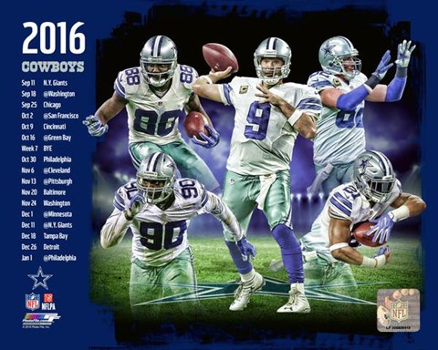 Framed Dallas Cowboys 2016 Team Composite (with Romo) Print