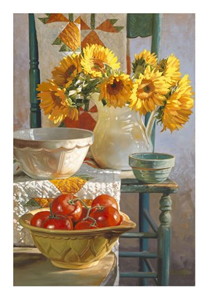 Framed Sunflowers &amp; Tomatoes Print