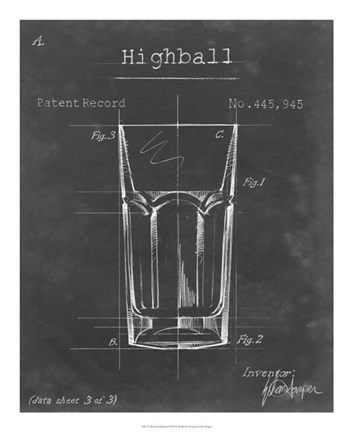 Framed Barware Blueprint II Print