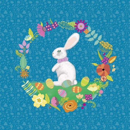 Framed Bunny Wreath II Print
