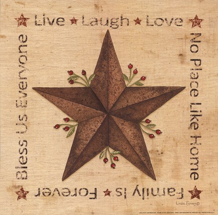 Framed Llive, Laugh, Love Barn Star Print