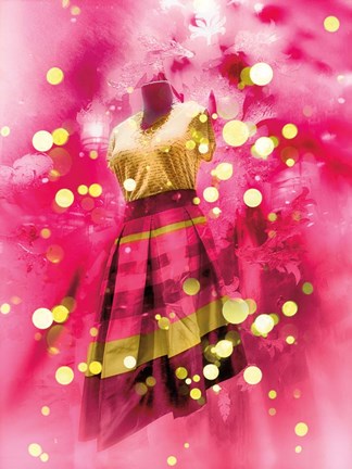 Framed Pink and Gold Dress Print