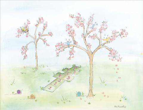Framed Cherry Blossom Hopscotch Print