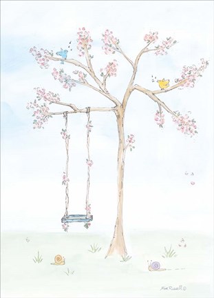 Framed Cherry Blossom Swing Print
