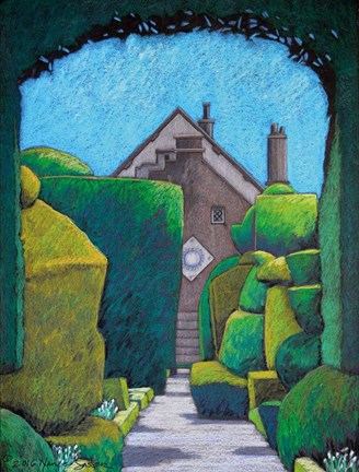 Framed House Through Topiary Arch Print
