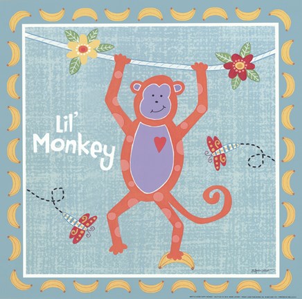 Framed Beetle &amp; Bob Happy Monkey Print