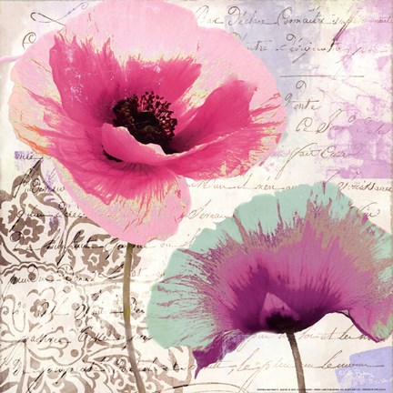 Framed Poppies And Paint II Print