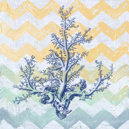 Framed Chevron Coral Print