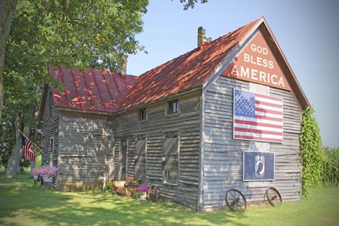 Framed God Bless America House Print