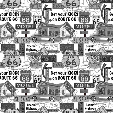 Framed Route 66 - Grey Print